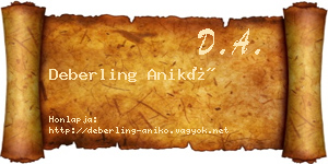 Deberling Anikó névjegykártya